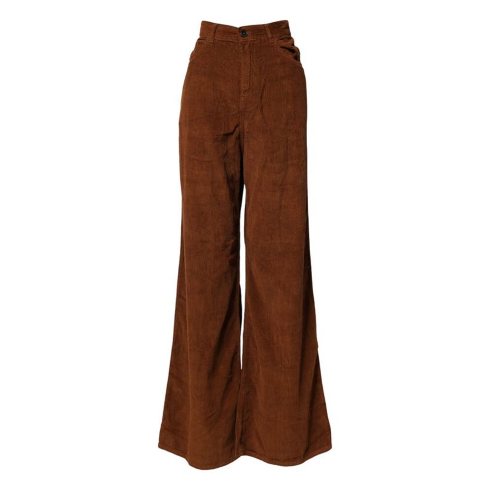 Jucca Brown Wide Leg High Waist Corduroy Denim Trouser Women's Jeans